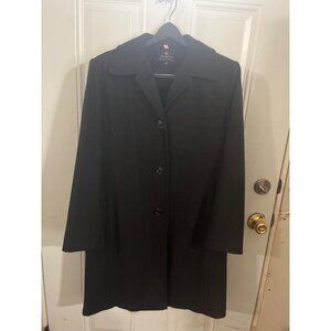 Collection by Gallery black wool button front collared coat size Medium